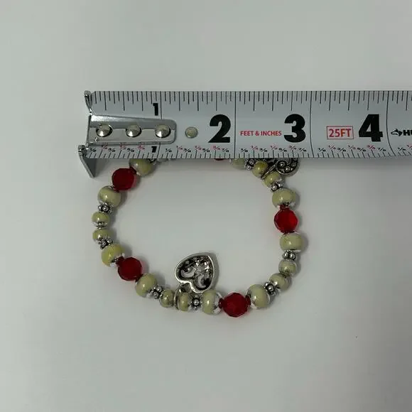 Lot 5 Jewelry Bracelets Costume Bella Perlina Gold Silver Tone Heart Shiny Beads - Picture 10 of 13